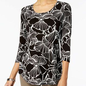 NWT JM Collection Black & White Print Top XL